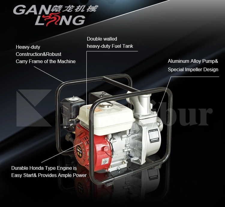 2inch 3inch (5.5HP 6.5HP) Small Gasoline/Petrol Engine Clean Water Pump High Pressure